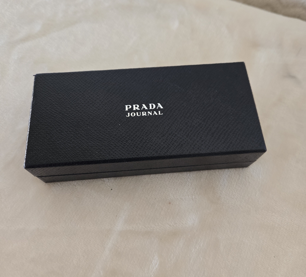 Prada Black Sunglasses Case with 'Journal' Logo